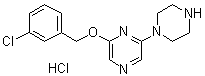 structure of CAS# 1215721-40-6, 2-[(3-Chlorophenyl)methoxy]-6-(1-piperazinyl)pyrazine hydrochloride (1:1)