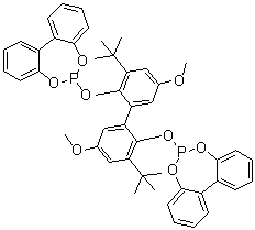 structure of CAS# 121627-17-6, 2,2'-Bis[(1,1'-biphenyl-2,2'-diyl)phosphite]-3,3'-di-tert-butyl-5,5'-dimethoxy-1,1'-biphenyl