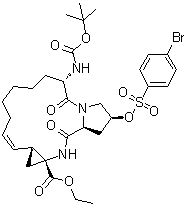 CAS 登录号：1216941-64-8, (2S,6S,12Z,13aS,14aR,16aS)-2-[[(4-溴苯基)磺酰基]氧基]-6-[[(1,1-二甲基乙氧基)羰基]氨基]-1,2,3,6,7,8,9,10,11,13a,14,15,16,16a-十四氢-5,16-二氧代-环丙并[e]吡咯并[1,2-a][1,4]二氮杂环十五碳七烯-14a(5H)-羧酸乙酯