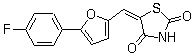 structure of CAS# 1218777-13-9, (5E)-5-[[5-(4-Fluorophenyl)-2-furanyl]methylene]-2,4-thiazolidinedione