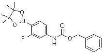 structure of CAS# 1218791-13-9, N-[3-氟-4-(4,4,5,5-四甲基-1,3,2-二氧杂环戊硼烷-2-基)苯基]氨基甲酸苄酯