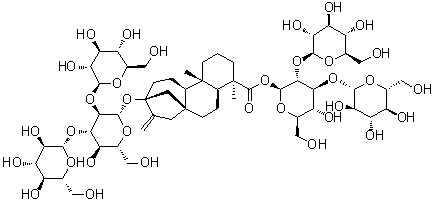 CAS # 1220616-44-3, Rebaudioside M, (4alpha)-13-[(O-beta-D-Glucopyranosyl-(1→2)-O-[beta-D-glucopyranosyl-(1→3)]-beta-D-glucopyranosyl)oxy]-kaur-16-en-18-oic acid O-beta-D-glucopyranosyl-(1→2)-O-[beta-D-glucopyranosyl-(1→3)]-beta-D-glucopyranosyl ester, Rebaudioside X