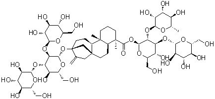 CAS # 1220616-46-5, Rebaudioside N, (4alpha)-13-[(O-beta-D-Glucopyranosyl-(1→2)-O-[beta-D-glucopyranosyl-(1→3)]-beta-D-glucopyranosyl)oxy]-kaur-16-en-18-oic acid O-6-deoxy-alpha-L-mannopyranosyl-(1→2)-O-[beta-D-glucopyranosyl-(1→3)]-beta-D-glucopyranosyl ester