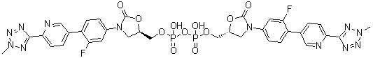 CAS 登录号：1220910-90-6, 焦磷酸 P,P'-二[[(5R)-3-[3-氟-4-[6-(2-甲基-2H-四唑-5-基)-3-吡啶基]苯基]-2-氧代-5-恶唑烷基]甲基]酯