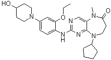 structure of CAS# 1228817-38-6, 9-Cyclopentyl-2-[[2-ethoxy-4-(4-hydroxypiperidin-1-yl)phenyl]amino]-5-methyl-8,9-dihydro-5H-pyrimido[4,5-b][1,4]diazepin-6(7H)-one