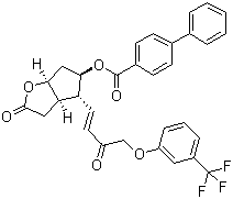 CAS 登录号：122921-57-7, 六氢-2-氧代-4-[3-氧代-4-[3-(三氟甲基)苯氧基]-1-丁烯基]-2H-环戊并[b]呋喃-5-基 [1,1'-联苯]-4-甲酸酯