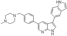 structure of CAS# 1229582-33-5, 3-(1H-吲哚-5-基)-5-[4-[(4-甲基-1-哌嗪基)甲基]苯基]-1H-吡咯并[2,3-b]吡啶