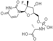 N-[(2'R)-2'-Deoxy-2'-fluoro-2'-methyl-5'-uridylyl]-L-alanine molecular structure (CAS 1233335-78-8)