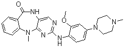 structure of CAS# 1234480-46-6, 5,11-二氢-2-[[2-甲氧基-4-(4-甲基-1-哌嗪基)苯基]氨基]-11-甲基-6H-嘧啶并[4,5-b][1,4]苯并二氮杂卓-6-酮