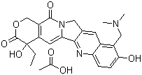 CAS 登录号：123948-88-9, 托泊替康醋酸盐, 醋酸拓扑替康, 4-乙基-4,9-二羟基-10-[(二甲基氨基)甲基]-1H-吡喃并[3',4':6,7]中氮茚并[1,2-b]喹啉-3,14(4H,12H)-二酮醋酸盐