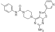 structure of CAS# 1245319-54-3, 4-[5-氨基-2-(吡啶-3-基)噻唑并[5,4-d]嘧啶-7-基]-N-(对甲苯基)哌嗪-1-甲酰胺