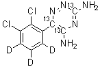 CAS # 1246815-13-3, Lamotrigine-<sup>13</sup>C<sub>3</sub>,d<sub>3</sub>