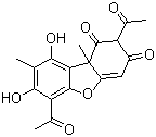 CAS 登录号：125-46-2, 松萝酸, 2,6-二乙酰基-7,9-二羟基-8,9b-二甲基-9bH-二苯并呋喃-1,3-二酮