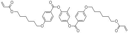 structure of CAS# 125248-71-7, 1,4-双[4-(6-丙烯酰氧基己氧基)苯甲酰氧基]-2-甲基苯