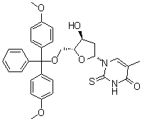 structure of CAS# 125258-60-8, 5'-O-[二(4-甲氧基苯基)苯基甲基]-2-硫代胸苷