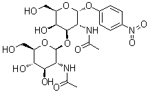 structure of CAS# 125455-64-3, 4-硝基苯基 2-(乙酰氨基)-3-O-[2-(乙酰氨基)-2-脱氧-beta-D-吡喃葡萄糖基]-2-脱氧-alpha-D-吡喃半乳糖苷