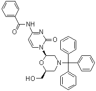 structure of CAS# 125515-31-3, N-[1-[(2R,6S)-6-(Hydroxymethyl)-4-tritylmorpholin-2-yl]-2-oxo-1,2-dihydropyrimidine-4-yl]benzamide