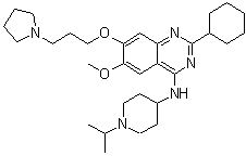 structure of CAS# 1255580-76-7, 2-环己基-6-甲氧基-N-[1-异丙基-4-哌啶基]-7-[3-(1-吡咯烷基)丙氧基]-4-喹唑啉胺