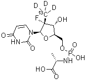 CAS 登录号：1256490-46-6, N-[(2'R)-2'-脱氧-2'-氟-2'-(三氘甲基-<sup>13</sup>C)-5'-尿苷酰基]-L-丙氨酸