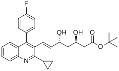 CAS # 1258947-29-3, Pitavastatin Impurity 45, tert-Butyl (3R,5R,E)-7-(2-cyclopropyl-4-(4-fluorophenyl)quinolin-3-yl)-3,5-dihydroxyhept-6-enoate