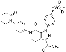 structure of CAS# 1261393-15-0, 阿哌沙班-<sup>13</sup>C-d<sub>3</sub>