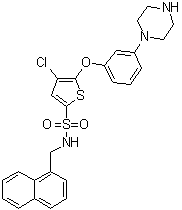 structure of CAS# 1261576-81-1, 4-氯-N-(1-萘基甲基)-5-[3-(1-哌嗪基)苯氧基]-2-噻吩磺酰胺