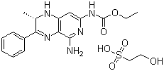 CAS 登录号：126268-81-3, (-)-(S)-N-(5-氨基-2-甲基-3-苯基-l,2-二氢吡啶并[3,4-b]吡嗪-7-基)氨基甲酸乙酯 2-羟基乙基磺酸盐