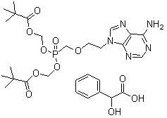 CAS # 1265228-47-4, 1,1'-[[[[2-(6-Amino-9H-purin-9-yl)ethoxy]methyl]phosphinylidene]bis(oxymethylene)] bis(2,2-dimethylpropanoate) alpha-hydroxyphenylacetate