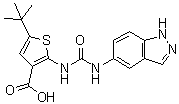 structure of CAS# 1265789-88-5, 5-叔丁基-2-[[(1H-吲唑-5-基氨基)羰基]氨基]-3-噻吩羧酸