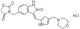 structure of CAS# 1265965-19-2, 3-[[(3Z)-2,3-二氢-3-[[4-(4-吗啉基甲基)-1H-吡咯-2-基]亚甲基]-2-氧代-1H-吲哚-5-基]甲基]-2,4-噻唑烷二酮盐酸盐