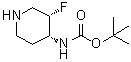structure of CAS# 1268521-83-0, (顺式)-3-氟哌啶-4-基氨基甲酸叔丁酯