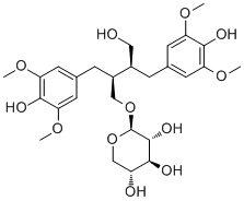 CAS 登录号：126882-53-9, Ssioriside, (2S,3S)-4-羟基-2,3-双[(4-羟基-3,5-二甲氧基苯基)甲基]丁基 beta-D-吡喃木糖苷