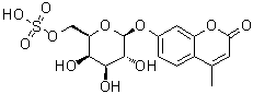 structure of CAS# 126938-14-5, 4-Methyl-7-[(6-O-sulfo-beta-D-galactopyranosyl)oxy]-2H-1-benzopyran-2-one