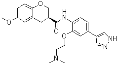 structure of CAS# 1273579-40-0, (3S)-N-[2-[2-(二甲基氨基)乙氧基]-4-(1H-吡唑-4-基)苯基]-3,4-二氢-6-甲氧基-2H-1-苯并吡喃-3-甲酰胺