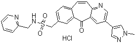 structure of CAS# 1283000-43-0, 3-(1-Methyl-1H-pyrazol-4-yl)-5-oxo-N-(2-pyridinylmethyl)-5H-benzo[4,5]cyclohepta[1,2-b]pyridine-7-methanesulfonamide hydrochloride (1:1)