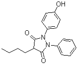 CAS # 129-20-4, Oxyphenbutazone, 4-Butyl-2-(p-hydroxyphenyl)-1-phenyl-3,5-pyrazolidinedione, Butapirone, Californit, Crovaril, Flamaril, Floghene, Flogitolo, Flogoril, Frabel, G 27202, Metabolite I, NSC 526053, Neo-Farmadol, Offitril, Oxalid, Oxazolidin, c, Oxyphenobutazone, Oxyphenylbutazone, Rapostan, Ro 04-4410, Romaxin, Suganril, Tandacote, Tandearil, Tanderil, Telidal, Tendearil, Visubutina, p-Hydroxyphenylbutazone, p-Oxyphenylbutazone