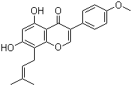 CAS # 129145-51-3, Gancaonin M, 5,7-Dihydroxy-3-(4-methoxyphenyl)-8-(3-methyl-2-buten-1-yl)-4H-1-benzopyran-4-one