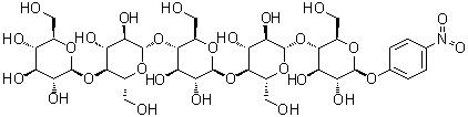 CAS 登录号：129411-63-8, 4-硝基苯基 O-beta-D-吡喃葡萄糖基-(1→4)-O-beta-D-吡喃葡萄糖基-(1→4)-O-beta-D-吡喃葡萄糖基-(1→4)-O-beta-D-吡喃葡萄糖基-(1→4)-beta-D-吡喃葡萄糖苷