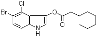 structure of CAS# 129541-42-0, 5-溴-4-氯-1H-吲哚-3-基辛酸酯
