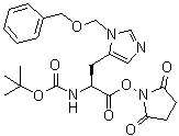 structure of CAS# 129672-10-2, (S)-[2-[(2,5-二氧代-1-吡咯烷基)氧基]-2-氧代-1-[[1-[(苯基甲氧基)甲基]-1H-咪唑-5-基]甲基]乙基]氨基甲酸叔丁酯