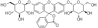structure of CAS# 129787-66-2, 3',6'-二(beta-D-吡喃葡萄糖基氧基)螺[异苯并呋喃-1(3H),9'-[9H]氧杂蒽]-3-酮