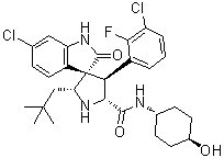 structure of CAS# 1303607-07-9, (2'R,3S,4'S,5'R)-6-氯-4'-(3-氯-2-氟苯基)-2'-(2,2-二甲基丙基)-1,2-二氢-N-(反式-4-羟基环己基)-2-氧代螺[3H-吲哚-3,3'-吡咯烷]-5'-甲酰胺
