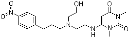 CAS # 130636-43-0, Nifekalant, 6-((2-((2-Hydroxyethyl)(3-(p-nitrophenyl)propyl)amino)ethyl)amino)-1,3-dimethyl-uracil, 6-[2-[2-Hydroxyethyl-[3-(4-nitrophenyl)propyl]amino]ethylamino]-1,3-dimethyl-pyrimidine-2,4-dione