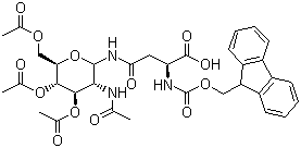 structure of CAS# 131287-39-3, Fmoc-Asn(Ac3AcNH-beta-Glc)-OH