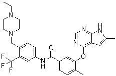 structure of CAS# 1315330-11-0, N-[4-[(4-乙基-1-哌嗪基)甲基]-3-(三氟甲基)苯基]-4-甲基-3-[(6-甲基-7H-吡咯并[2,3-d]嘧啶-4-基)氧基]苯甲酰胺