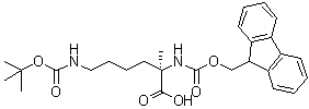 structure of CAS# 1315449-94-5, N6-[(1,1-Dimethylethoxy)carbonyl]-N2-[(9H-fluoren-9-ylmethoxy)carbonyl]-2-methyl-D-lysine