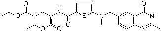 CAS # 132463-02-6, Diethyl N-[5-[N-[(3,4-dihydro-2-methyl-4-oxo-6-quinazolinyl)methyl]-N-methylamino]-2-thenoyl]-L-glutamate, N-[[5-[[(3,4-Dihydro-2-methyl-4-oxo-6-quinazolinyl)methyl]methylamino]-2-thienyl]carbonyl]-L-glutamic acid 1,5-diethyl ester