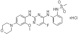 structure of CAS# 1330003-04-7, N-[2-[[5-氟-2-[[2-甲氧基-4-(4-吗啉基)苯基]氨基]-4-嘧啶基]氨基]苯基]甲烷磺酰胺盐酸盐