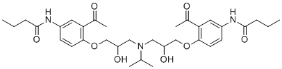 CAS # 1330165-98-4, Acebutolol dimer, N-[3-acetyl-4-[3-[[3-[2-acetyl-4-(butanoylamino)phenoxy]-2-hydroxypropyl]-propan-2-ylamino]-2-hydroxypropoxy]phenyl]butanamide