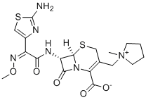 CAS # 133162-90-0, Cefepime 7-Epimer, (6R,7S)-7-((Z)-2-(2-Aminothiazol-4-yl)-2-(methoxyimino)acetamido)-3-((1-methylpyrrolidin-1-ium-1-yl)methyl)-8-oxo-5-thia-1-azabicyclo[4.2.0]oct-2-ene-2-carboxylate